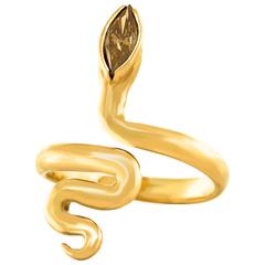 Susan Sarantos Cognac Diamond Set Gold Snake Ring