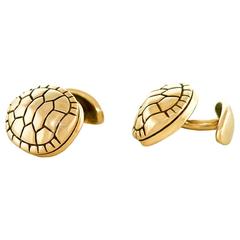 1960s Turtle Shell Motif Gold Cufflinks