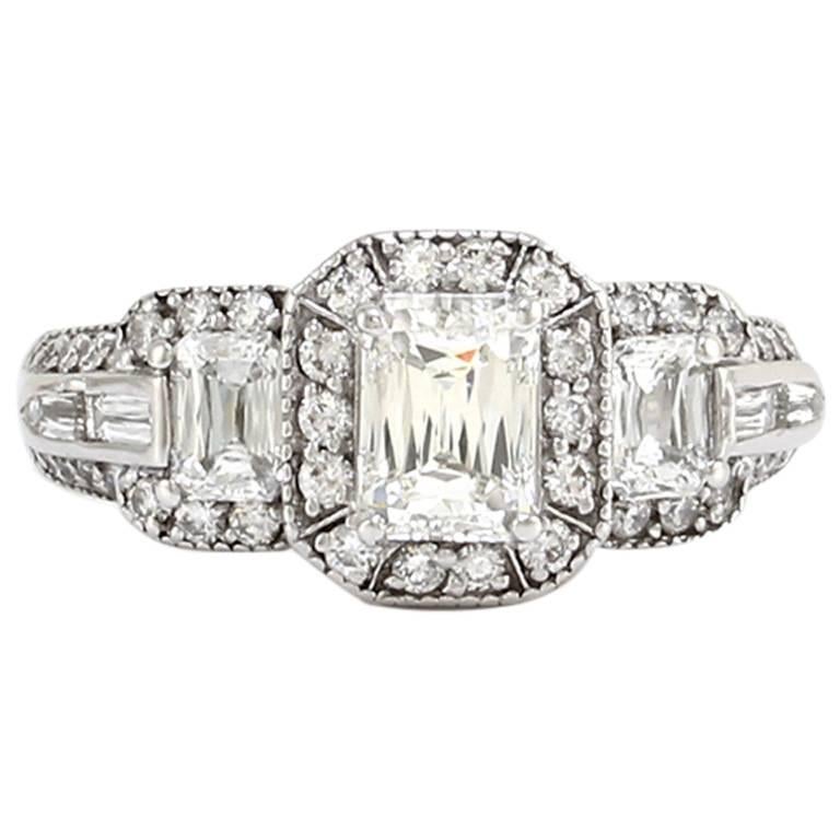 Christopher Designs Crisscut Diamond Engagement Ring with Pavé Diamond Accents For Sale