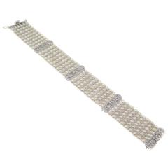  multi strand pearl  diamond bracelet.