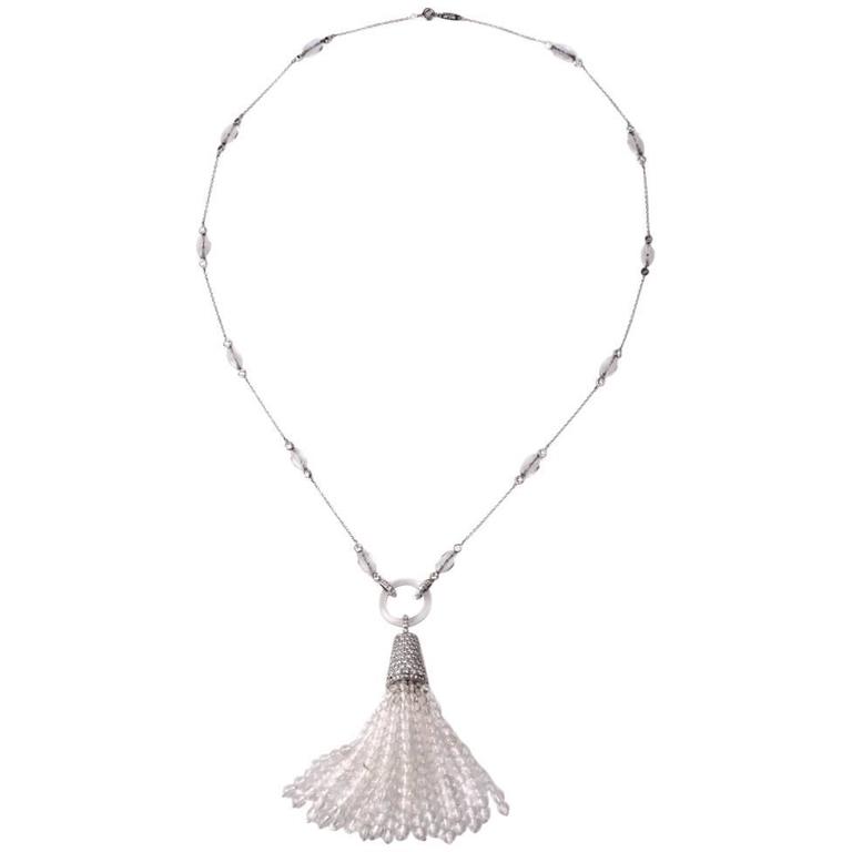 Tiffany And Co Platinum Tassel Diamond Rock Crystal Necklace For Tiffany Co Platinum Tassel Diamond Rock Crystal Necklace For