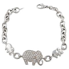 White Gold and Diamond Elephant link Bracelet 