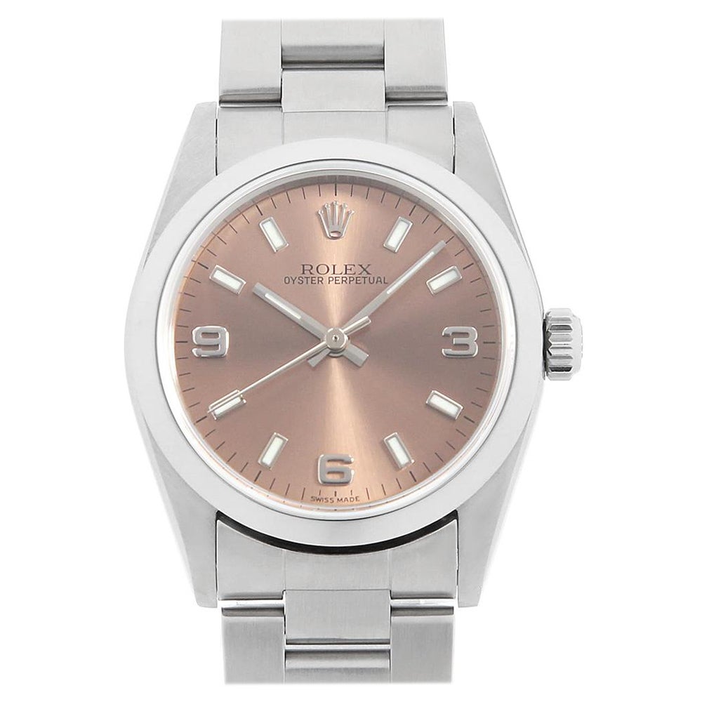 Rolex Oyster Perpetual 77080 Pink 369 White Bar, K Series, Unisex Elegant Watch