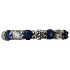 Tiffany & Co. Shared-Setting Diamond and Sapphire Platinum Band Ring 1