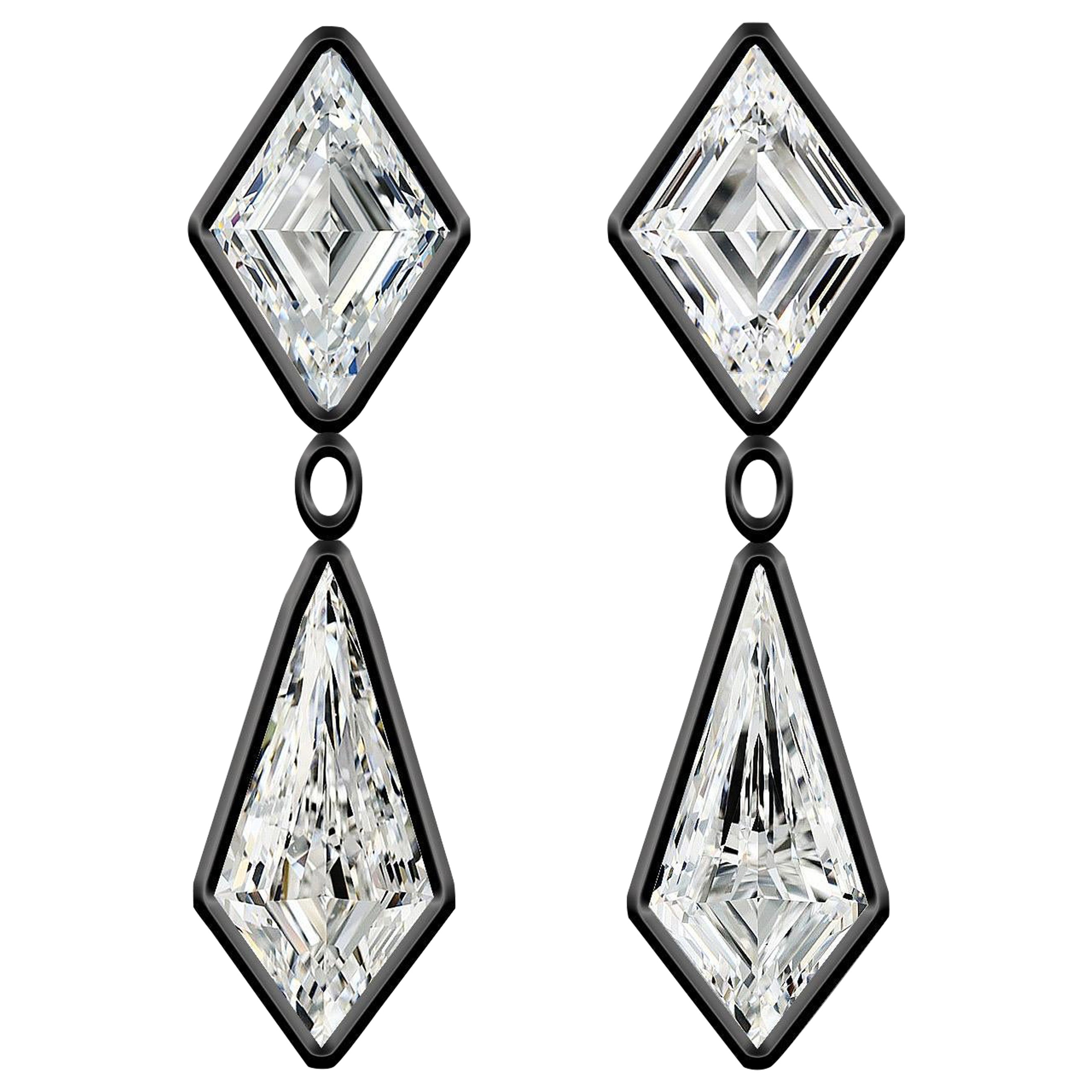 Emilio Jewelry 6.21 Carat Lozenge Kite Diamond  Earrings  For Sale