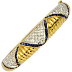 Chevron Design Diamond Sapphie Bracelet