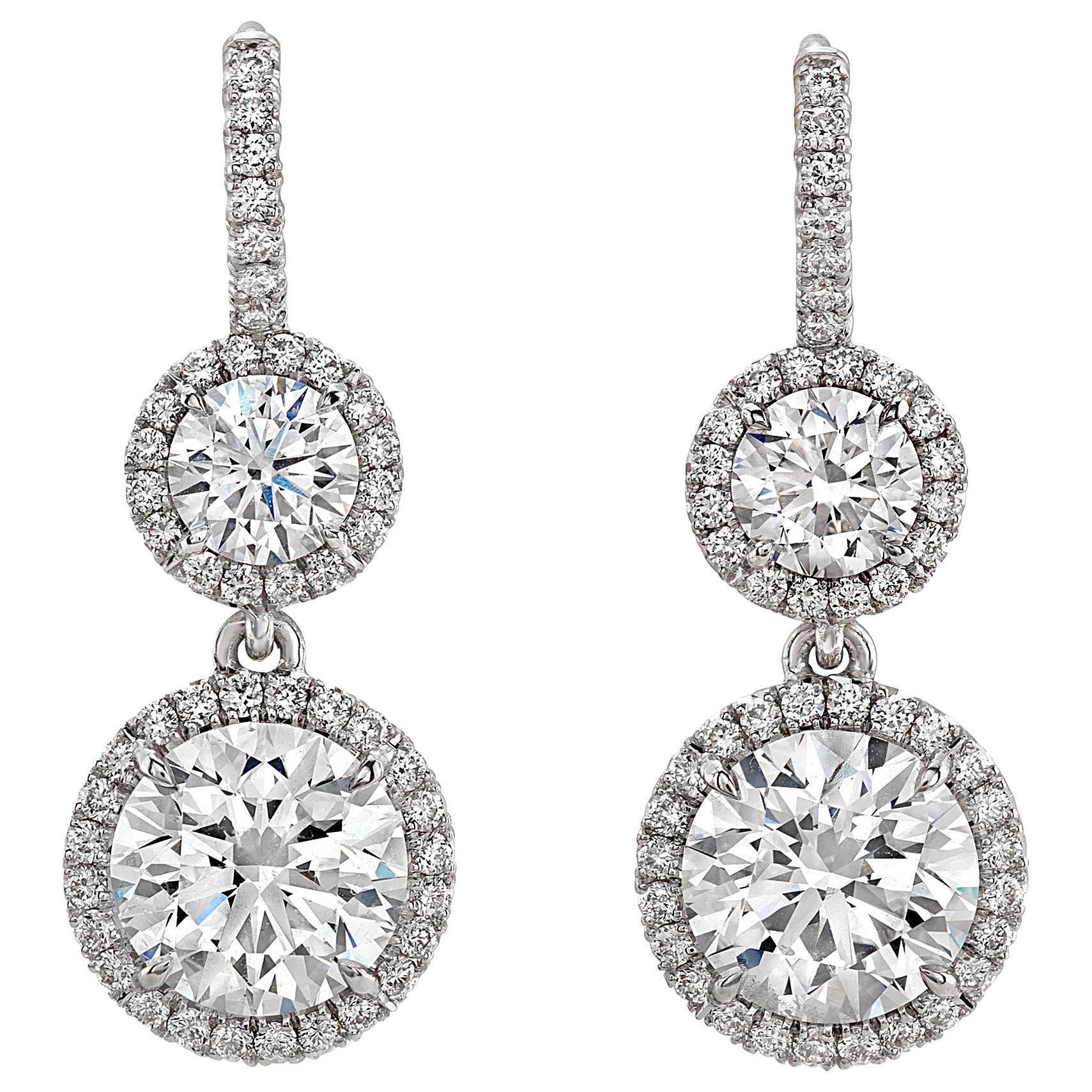 2.24 Carat  Diamond Drop Earrings For Sale