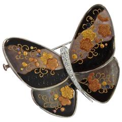 Van Cleef & Arpels Ume Lacquered Butterfly Pin
