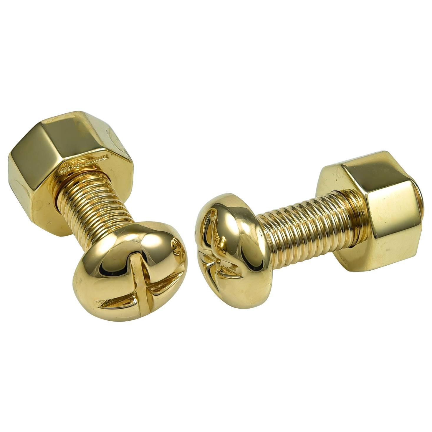 TIFFANY and CO. Nuts and Bolts Gold Cufflinks For Sale at 1stdibs