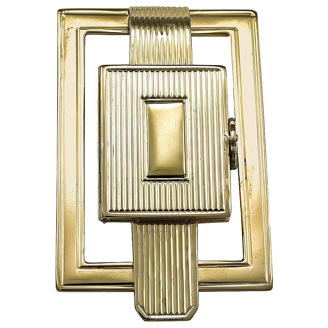 Art Deco Gold Money Clip with Secret Compartment For Sale