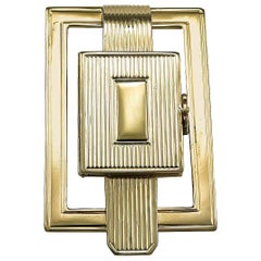 Antique Art Deco Gold Money Clip with Secret Compartment