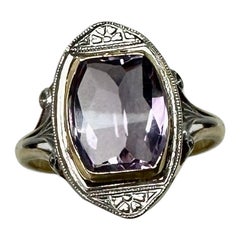Art Deco Rose De France Amethyst Ring Antique Platinum And Yellow Gold