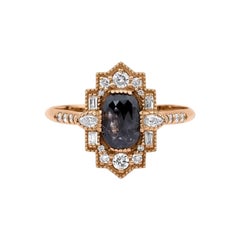 Bague de fiançailles diamant saule et poivre de 1,38 carat