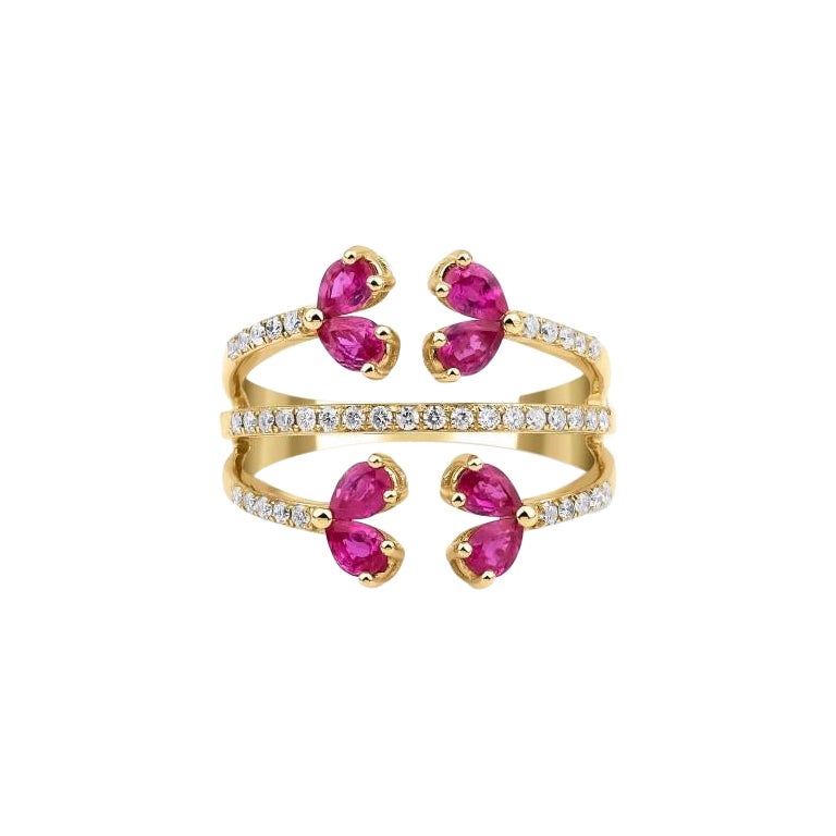 1.08ct Diamond And Ruby Claw Ring For Sale