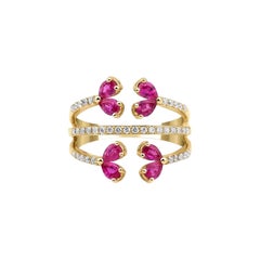 Bague griffe en diamants et rubis de 1,08 carat