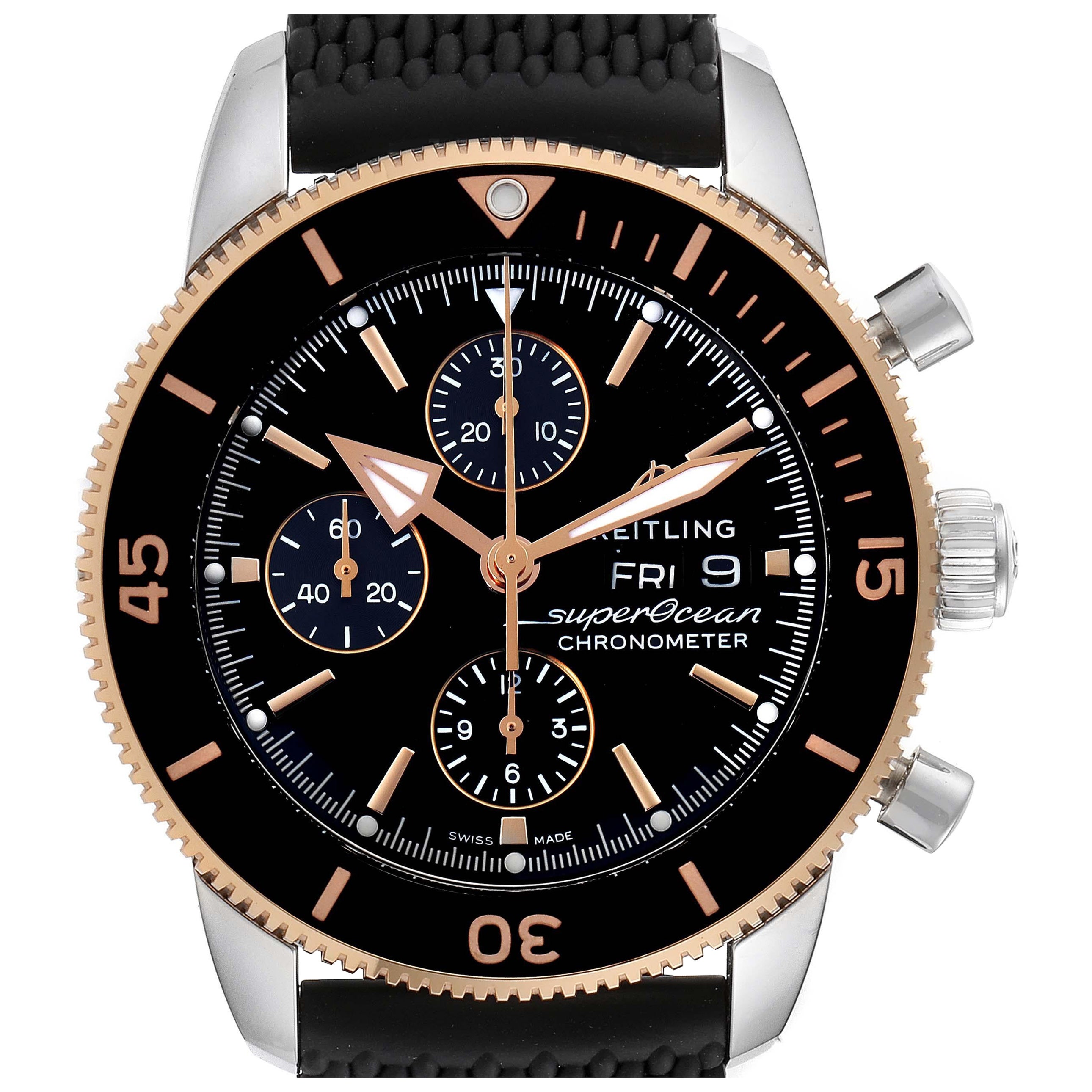 Breitling Superocean Heritage II Steel Rose Gold Watch U13313 Box Card For Sale