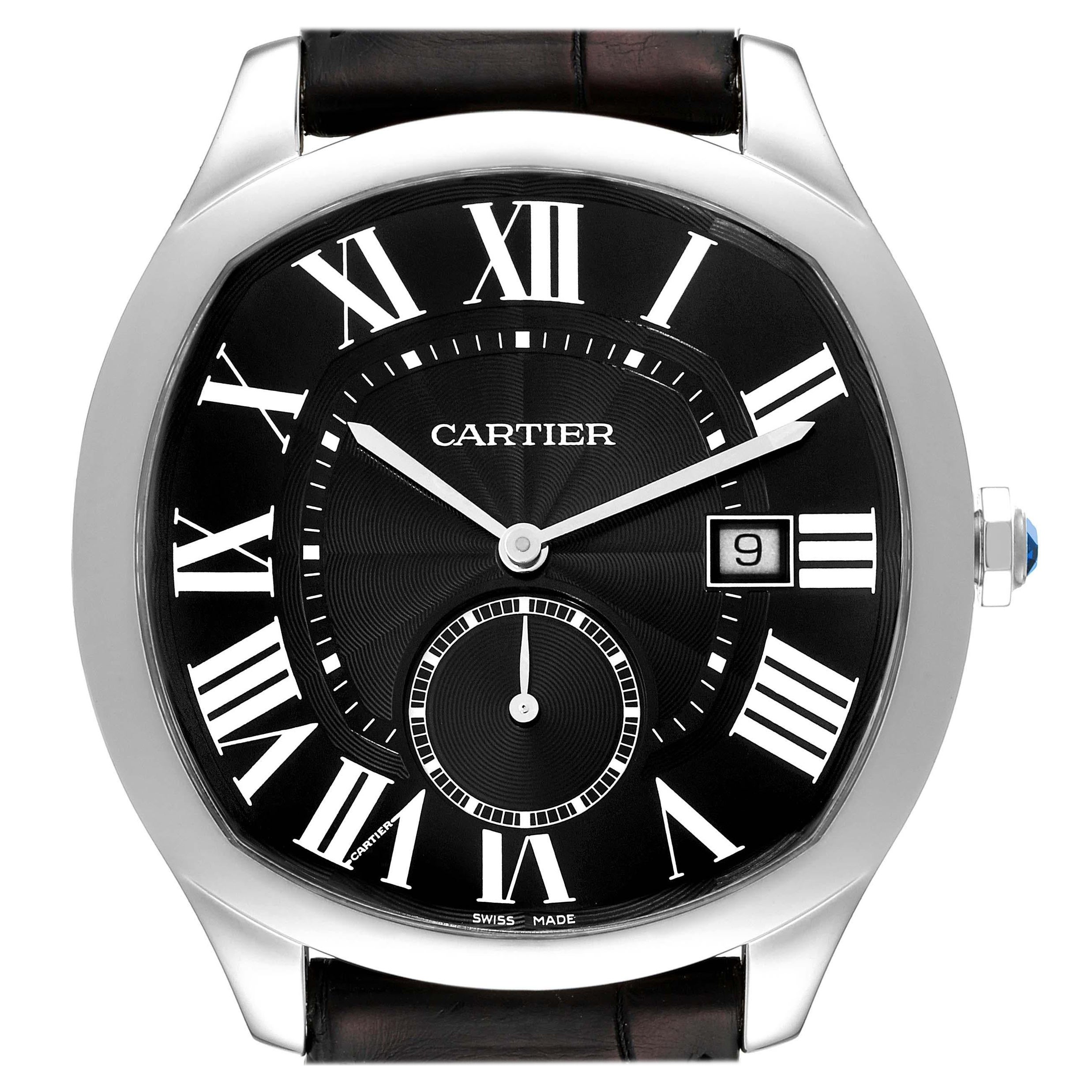 Cartier Drive Black Dial Steel Mens Watch WSNM0009