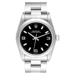 Rolex Oyster Perpetual Midsize Black Dial Steel Ladies Watch 77080