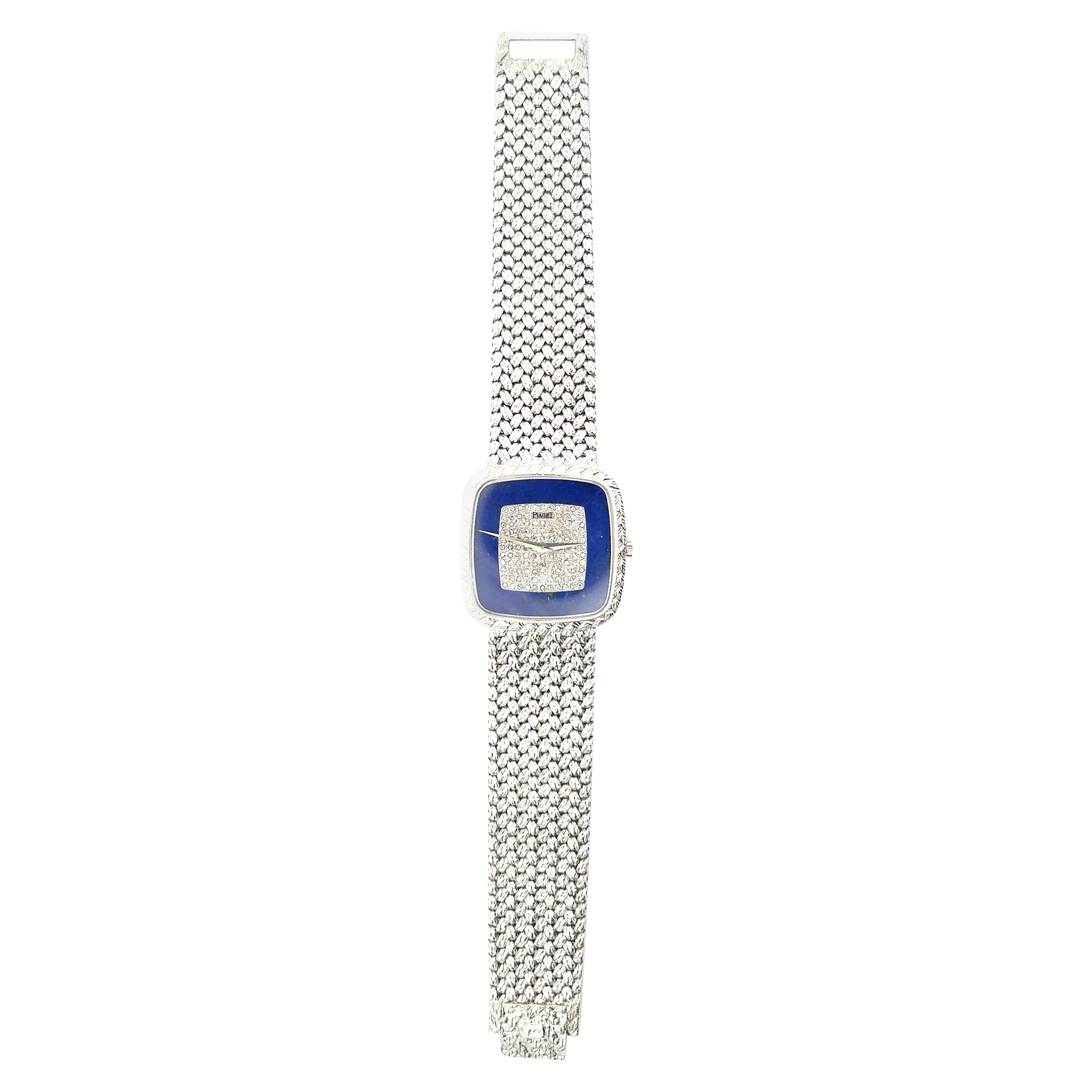 Piaget 18k lapis diamond wristwatch For Sale