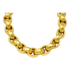 Retro 1989 Paloma Picasso Tiffany & Co. 18 Karat Yellow Gold Hammered Link Necklace