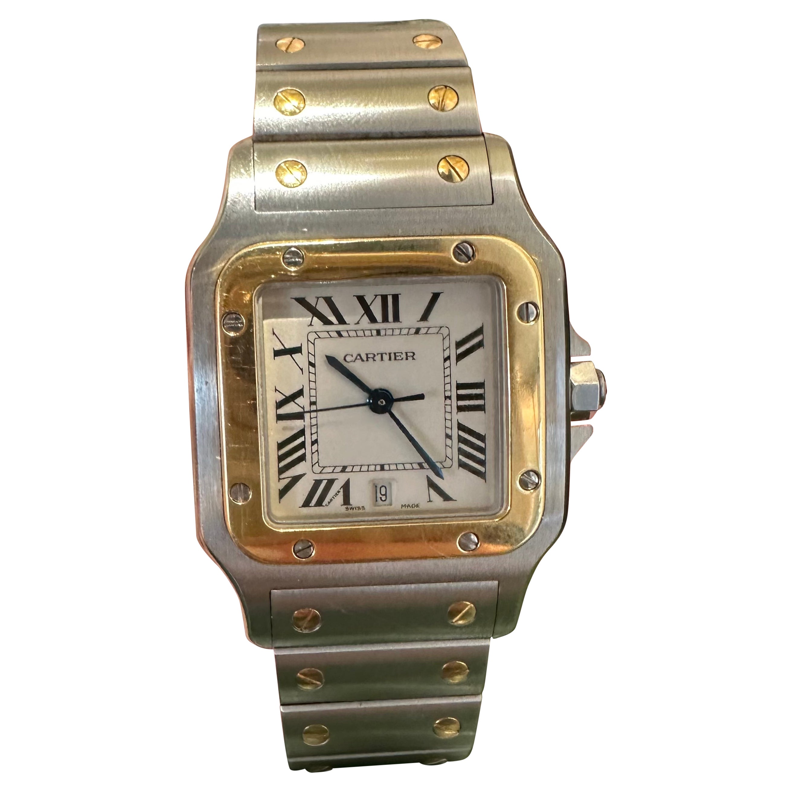 Cartier Santos Galbee REF 1566 Stainless Steel & Gold Watch For Sale