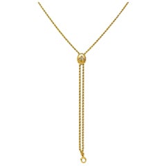 Victorian Diamond 14 Karat Yellow Gold Clover Slide Chain Antique Necklace