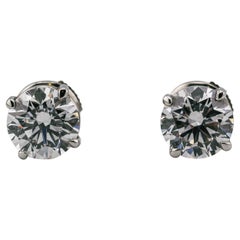 GIA Certified 1.55 + 1.51 D Color IF Clarity Diamond Platinum Studs Earrings