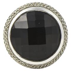 David Yurman Large Cerise Onyx Diamond Sterling Ring 7
