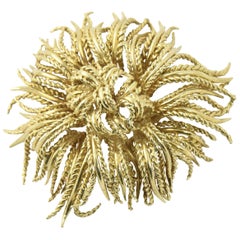 Tiffany & Co. Large Abstract Gold Rope Flower Brooch