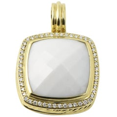 David Yurman Albion White Agate Diamond Gold Pendant Enhancer