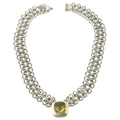 David Yurman Prasiolite Quartz Sterling Gold Woven Cable Link Necklace