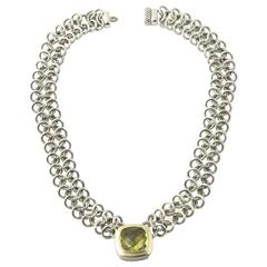 David Yurman Prasiolite Quartz Sterling Gold Woven Cable Link Necklace 1