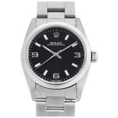 Rolex Oyster Perpetual 77080 Unisex Black 369 White Bar Dial D-Series Watch