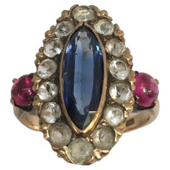 Antique American Edwardian era 14k Gold 1900s MultiColor Natural Sapphire Ring