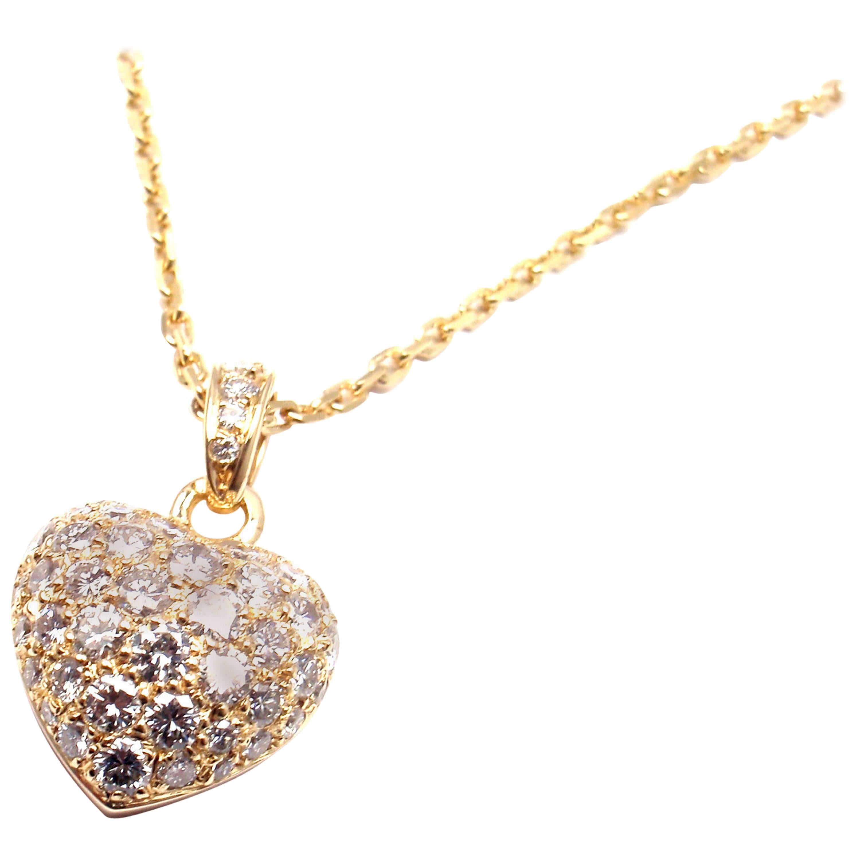 Cartier Diamond Heart Yellow Gold Pendant Necklace