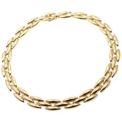 Vintage Cartier Gentiane Three Row Rice Link Yellow Gold Necklace