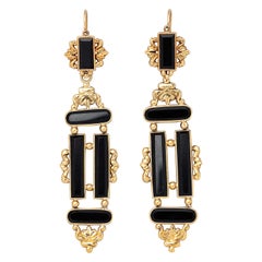 Antique 18 Carat Gold Day and Night Earrings