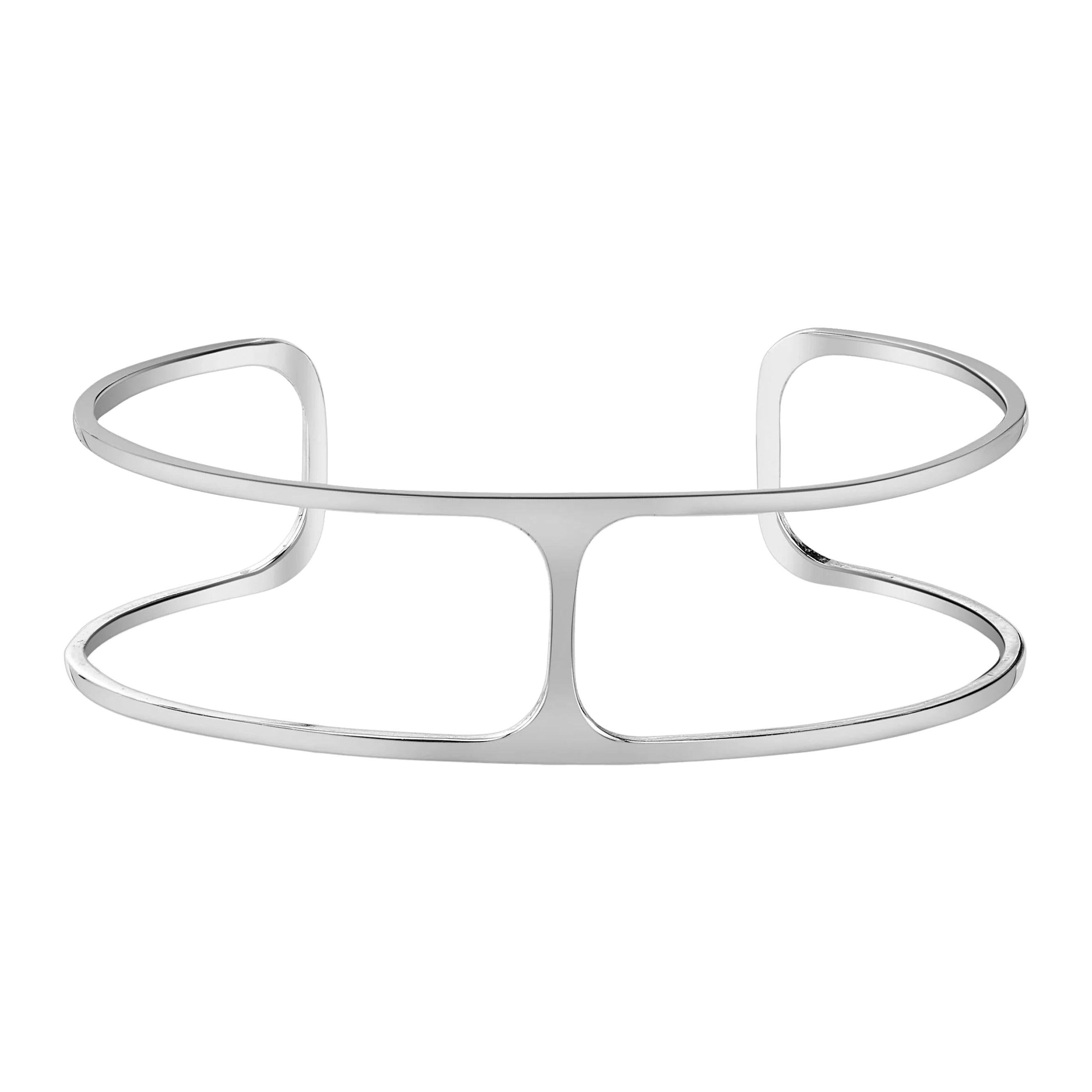 Mini T Cuff in 18k White Gold For Sale