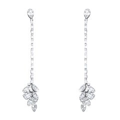86 Runde Baguette-Diamanten 18K Weißgold-Ohrringe
