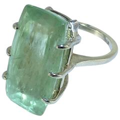 Rectangular Green Beryl Sterling Silver Ring 6