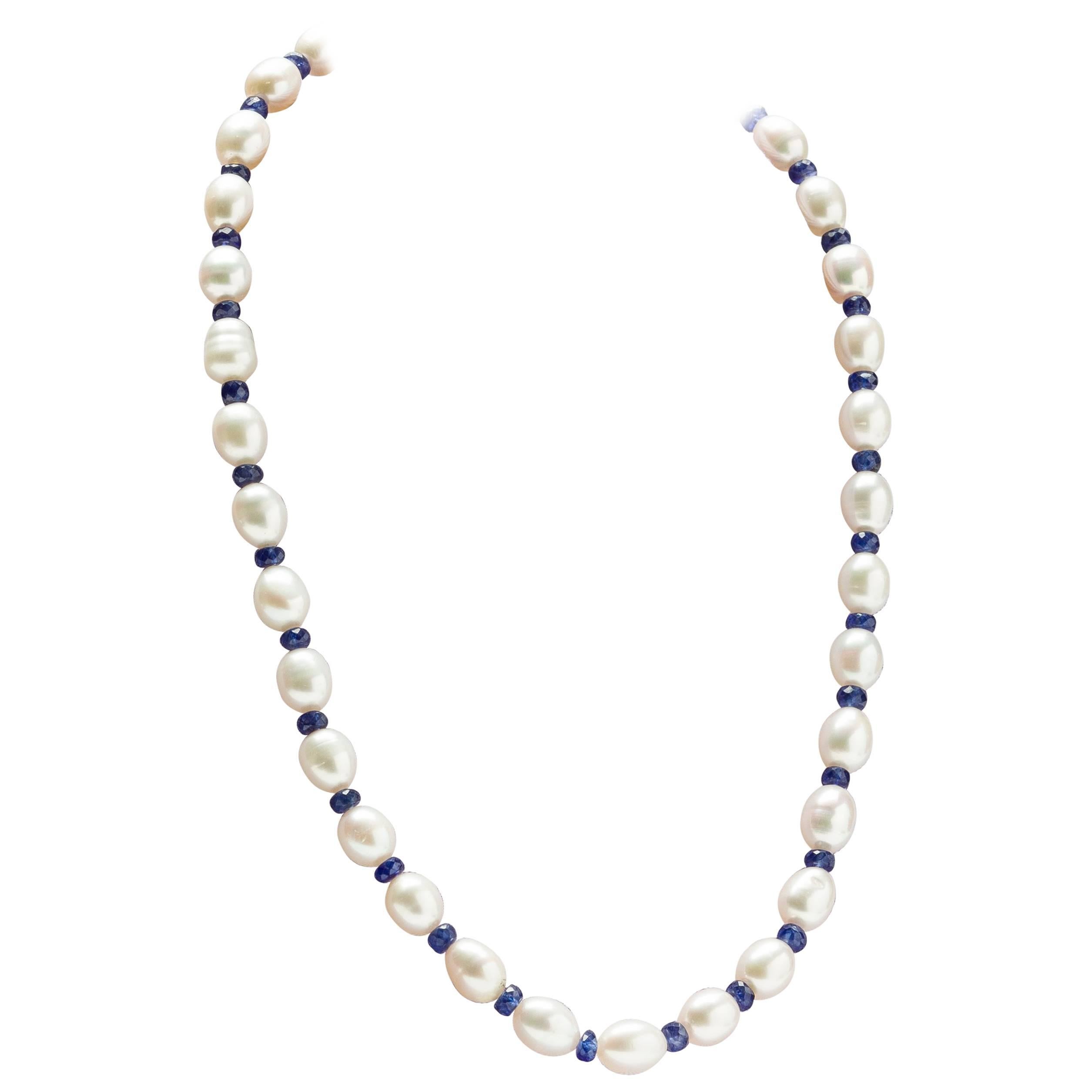 Sapphire and Pearl Necklace