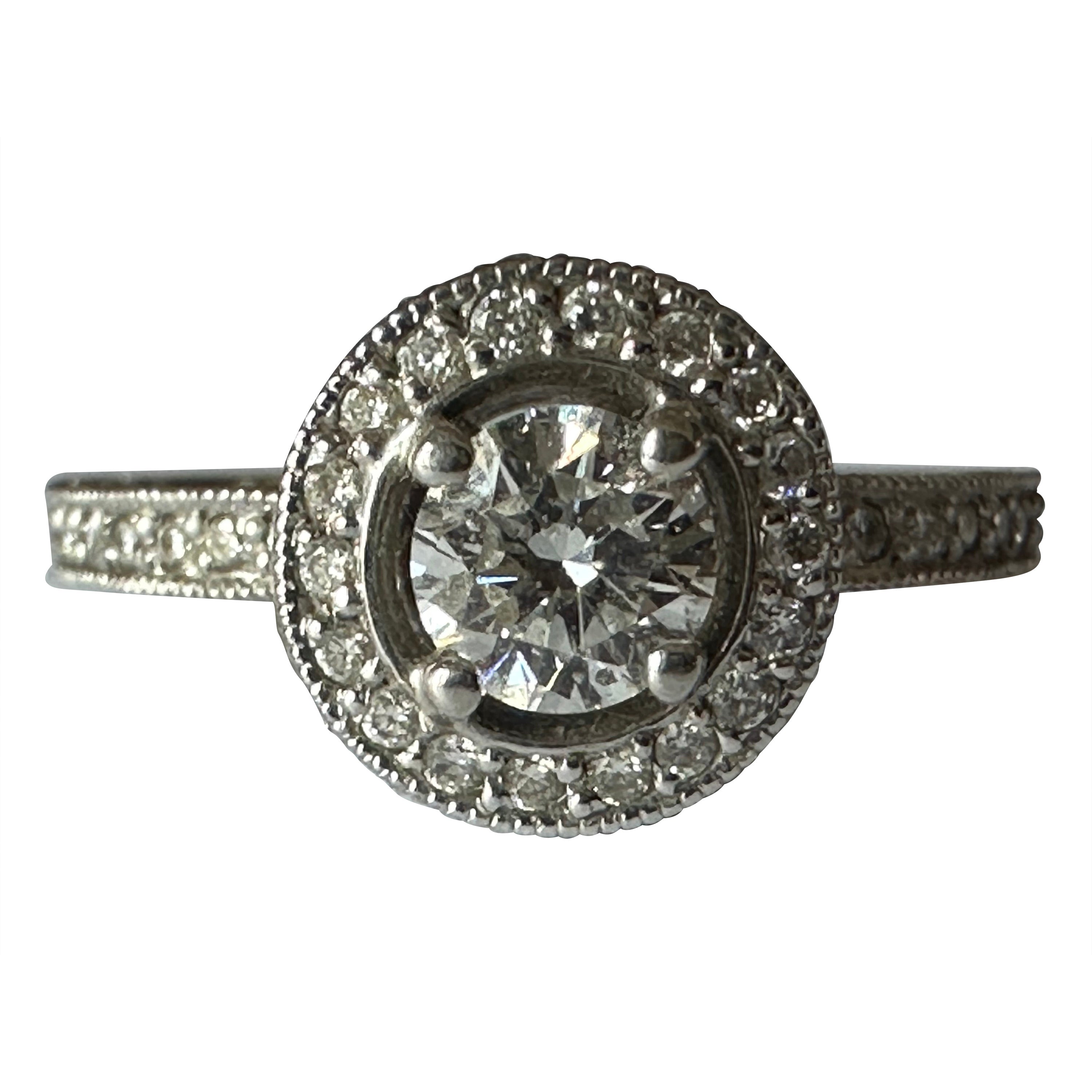 Diamond Halo Cluster Ring  For Sale