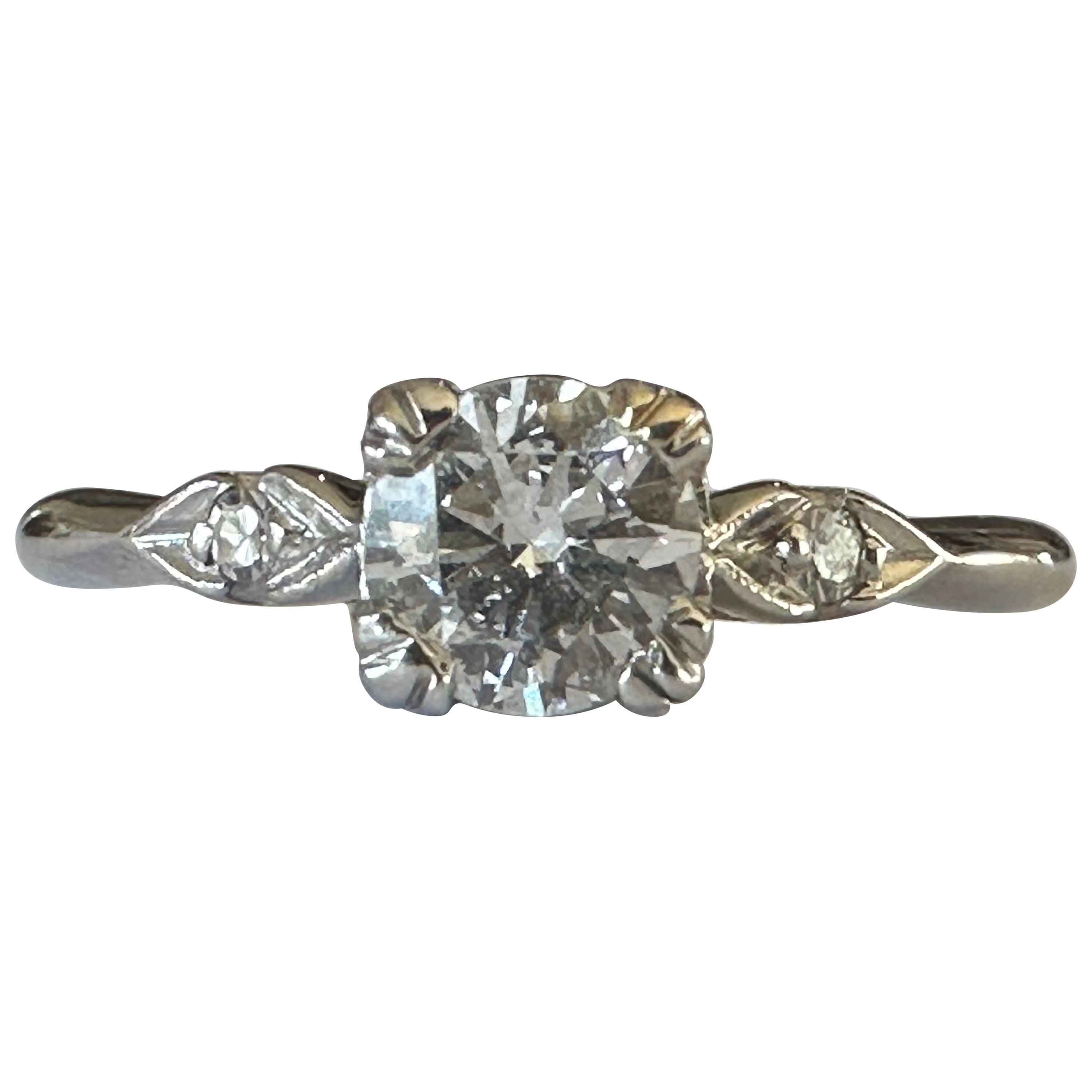 Mid-Century Three-Stone Diamond Ring  For Sale