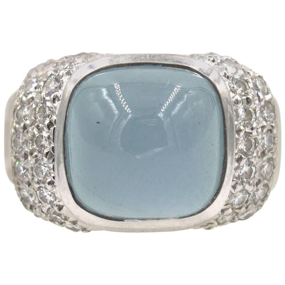 Marlene Stowe Modern Moonstone Diamond White Gold Ring