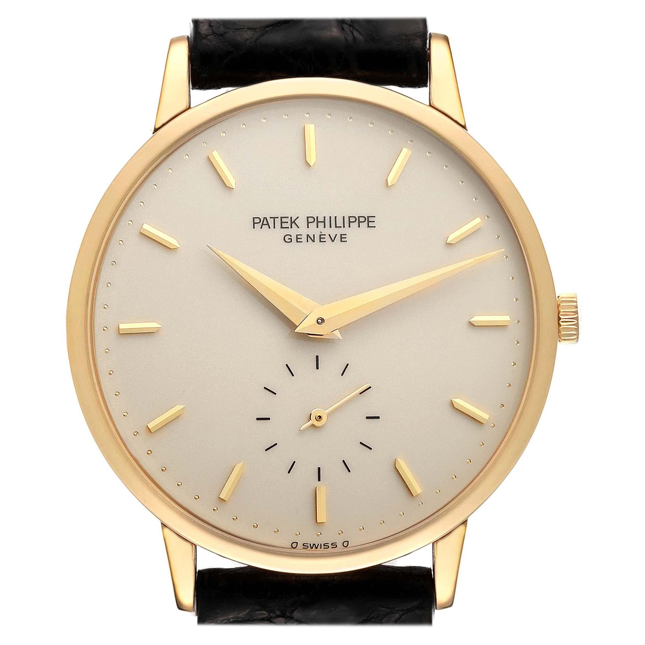 Patek Philippe Calatrava Yellow Gold Ivory Dial Mens Watch 3893