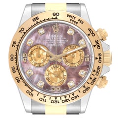 Rolex Daytona Steel Yellow Gold Mother Of Pearl Diamond Mens Watch 116503