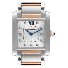 Cartier Tank Francaise Midsize Diamond Steel Rose Gold Ladies Watch WE110005