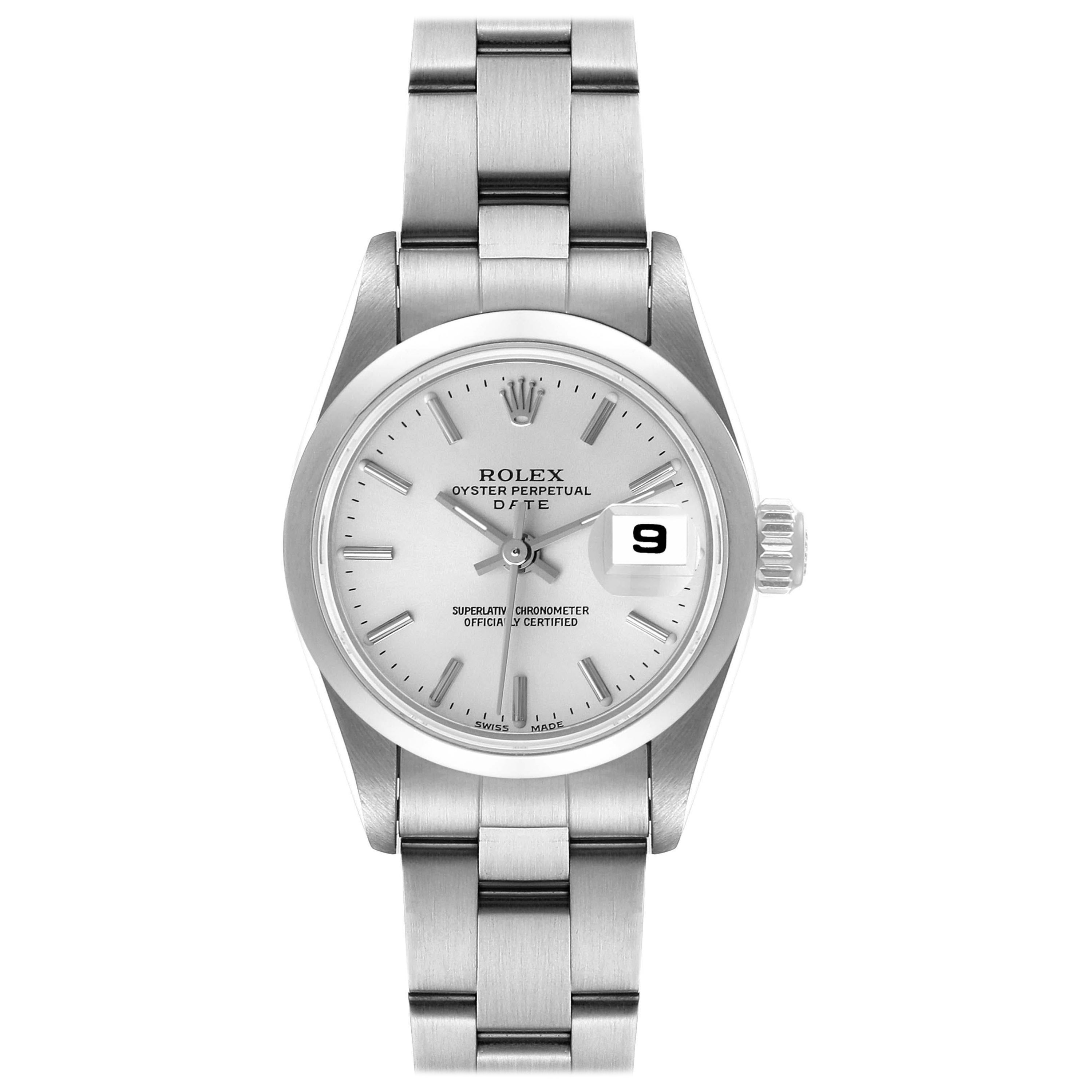 Rolex Date Silver Dial Oyster Bracelet Steel Ladies Watch 79160