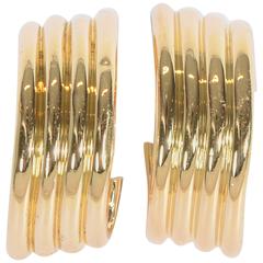 Bulgari Ribbed Half Hoop Earrings