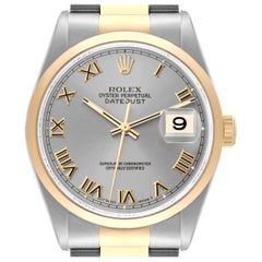 Rolex Datejust Steel Yellow Gold Slate Dial Mens Watch 16203